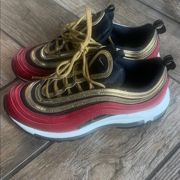 Nike  Air Max 97 Red and Gold Sneakers woman 8.5 - Picture 5 of 7